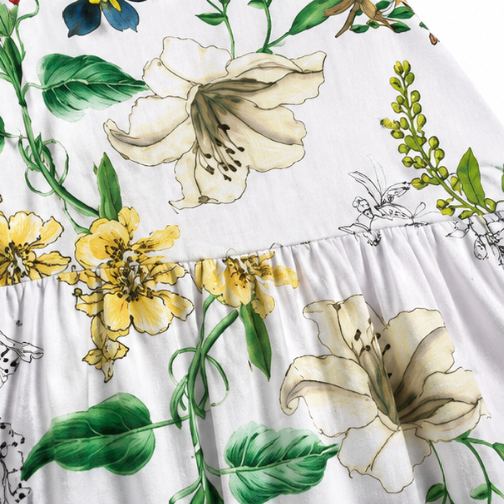 Camille | Floral Round-Neck Midi Dress
