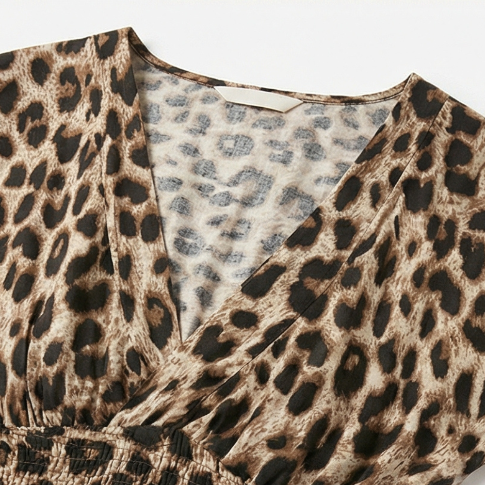 Vivara | Ruched Leopard Maxi Dress