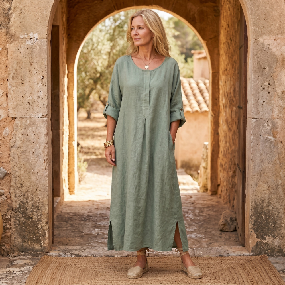 Lunavia | Flowy Linen Maxi Dress
