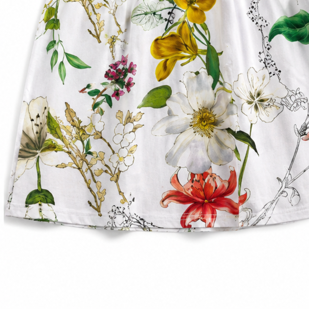 Camille | Floral Round-Neck Midi Dress