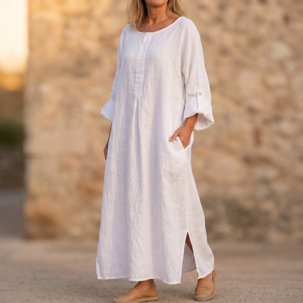 Lunavia | Flowy Linen Maxi Dress