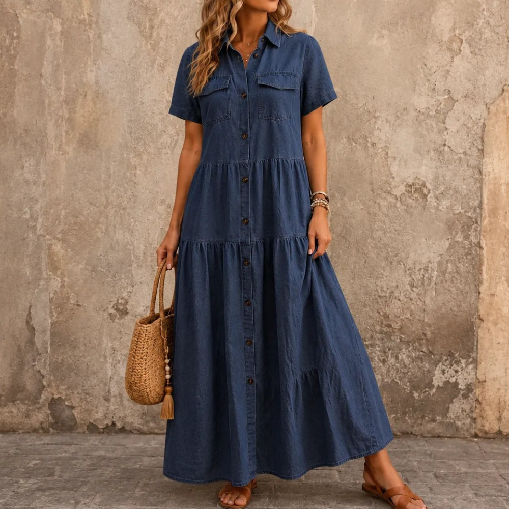 Marielle | Tiered Button-Front Maxi Dress