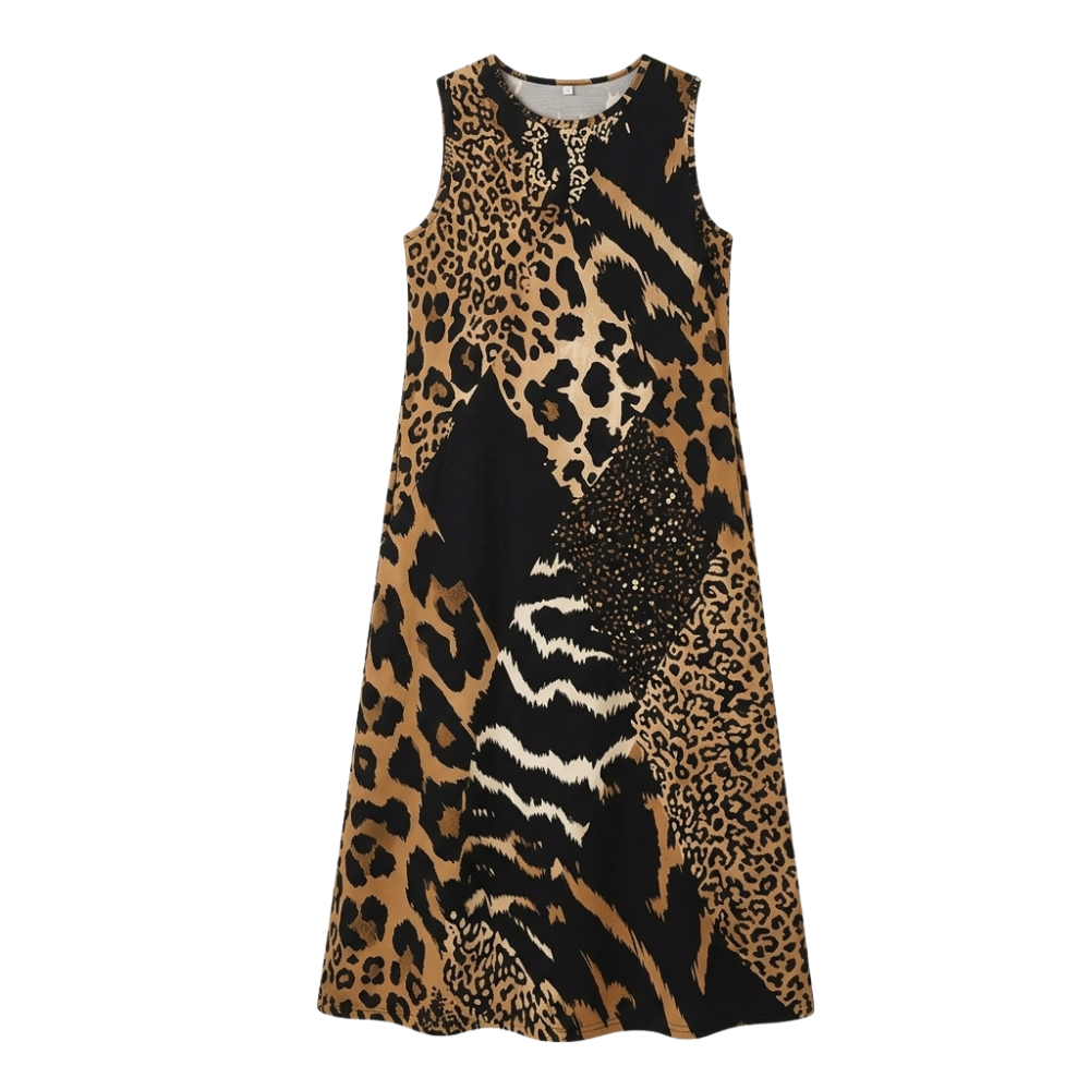 Vivara | Leopard Patchwork Midi Dress