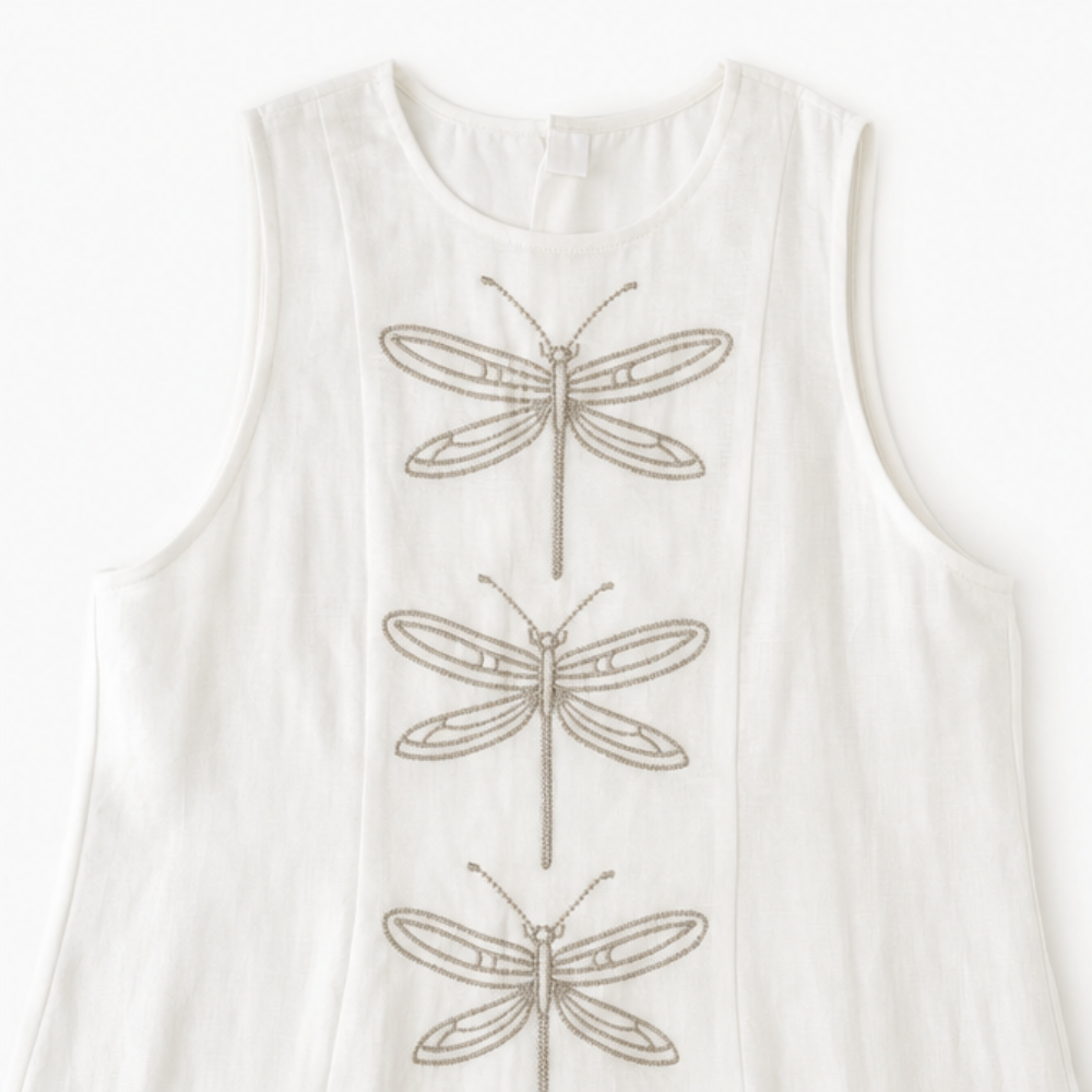 Solenne | Dragonfly Drop-Waist Maxi Dress