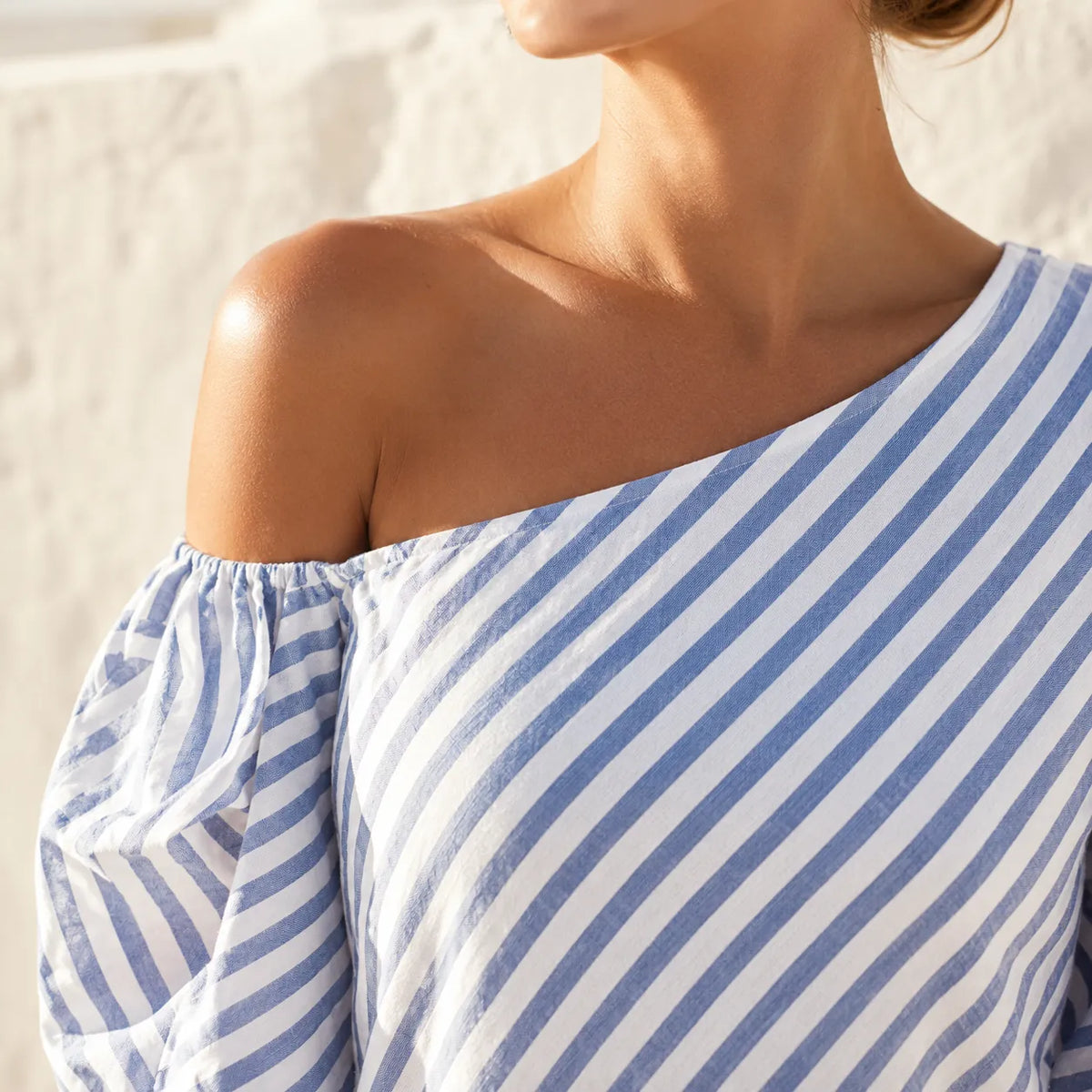 Solenta | One-Shoulder Striped Maxi Dress