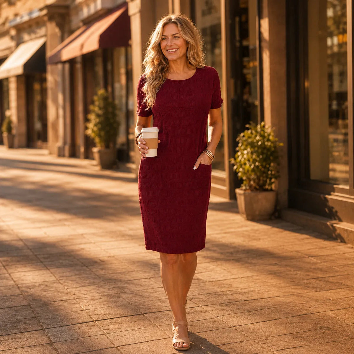 Belvora | Textured Stretch Knee Dress