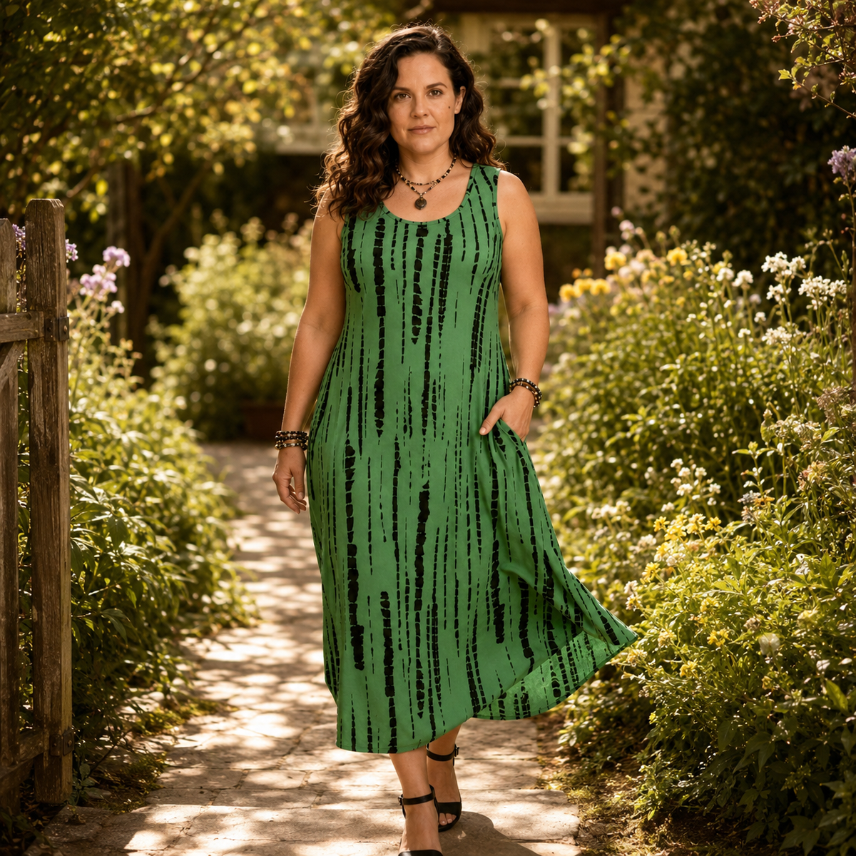 Soliera | Pocketed U-Neck Midi Dress