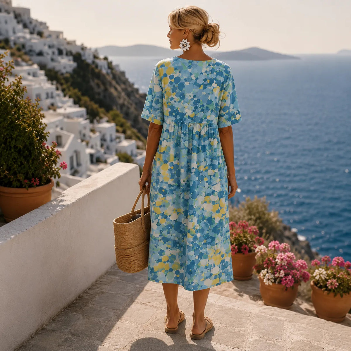 Soleia | Watercolor Print Midi Dress