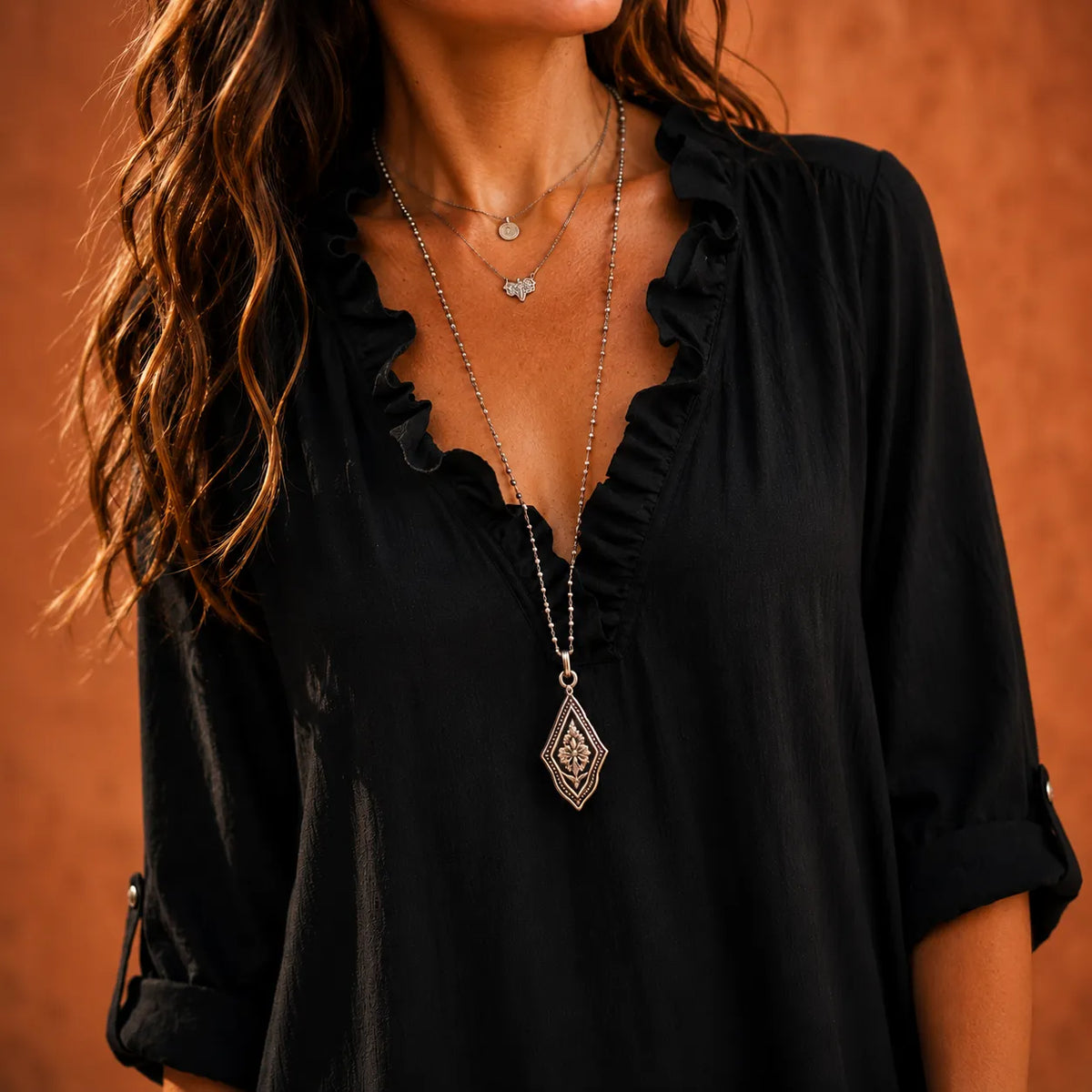 Soléra | Ruffle V-Neck Maxi Dress