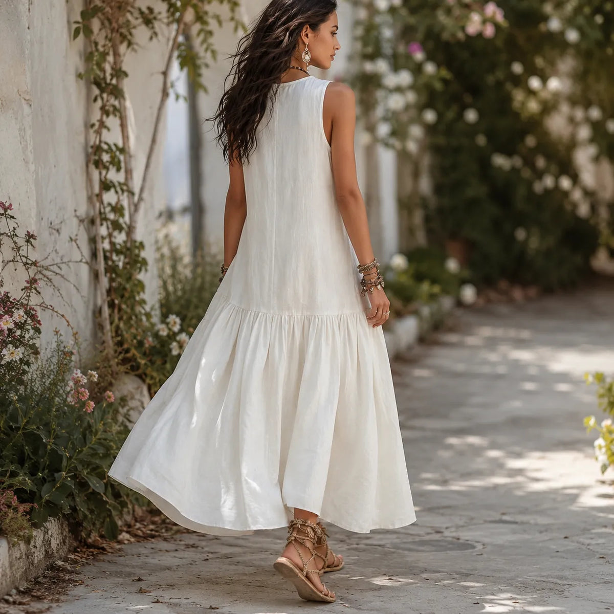 Solenne | Dragonfly Drop-Waist Maxi Dress