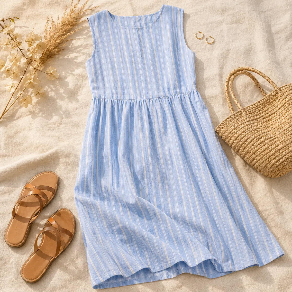 Marella | Striped Drop-Waist Midi Dress
