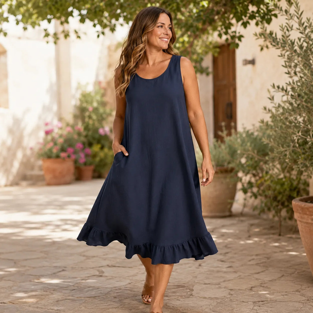 Sunelora | Ruffle Hem Midi Dress