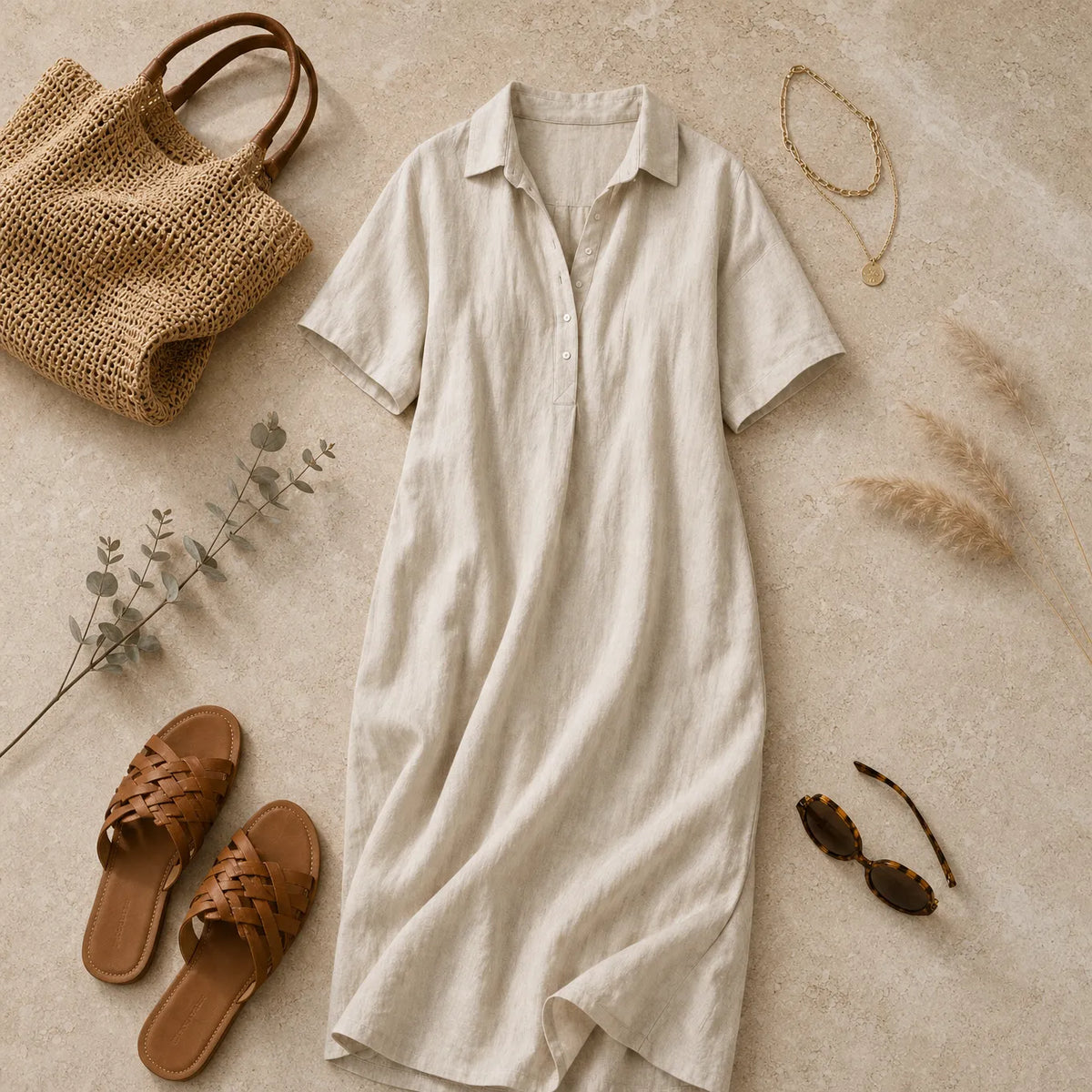 Lunavia | Oversized Linen Midi Dress