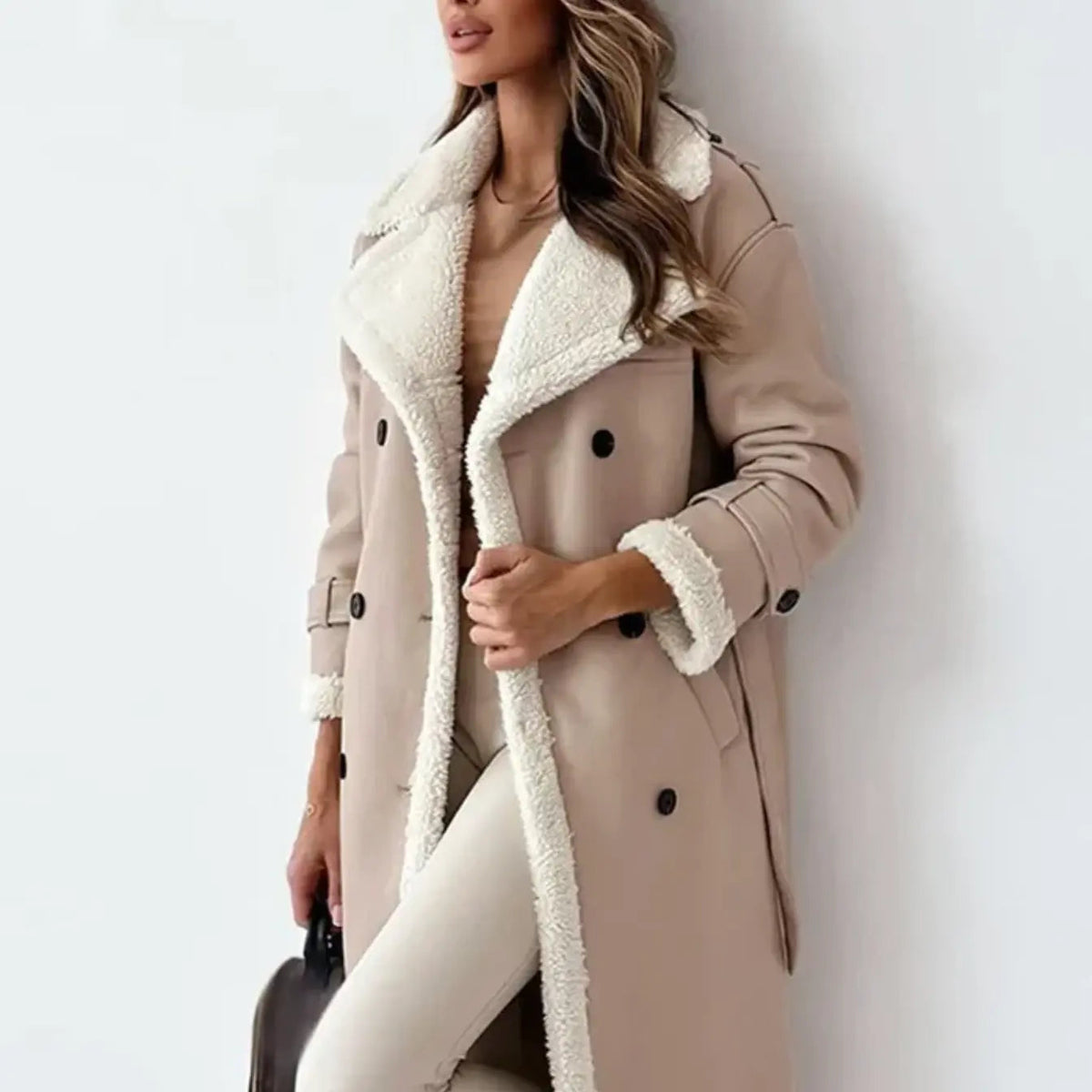 Vivian | Faux Leather Teddy-Lined Coat