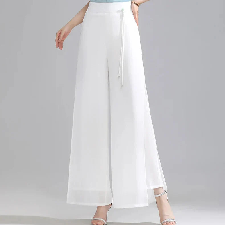 Olivia Chiffon Wide-Leg Pants