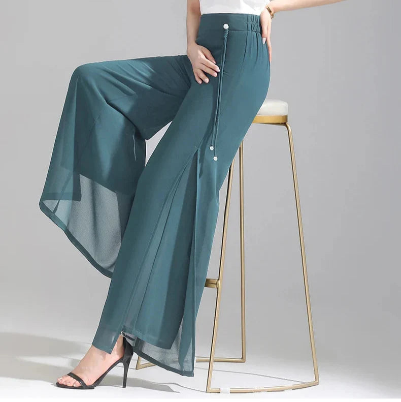 Olivia Chiffon Wide-Leg Pants