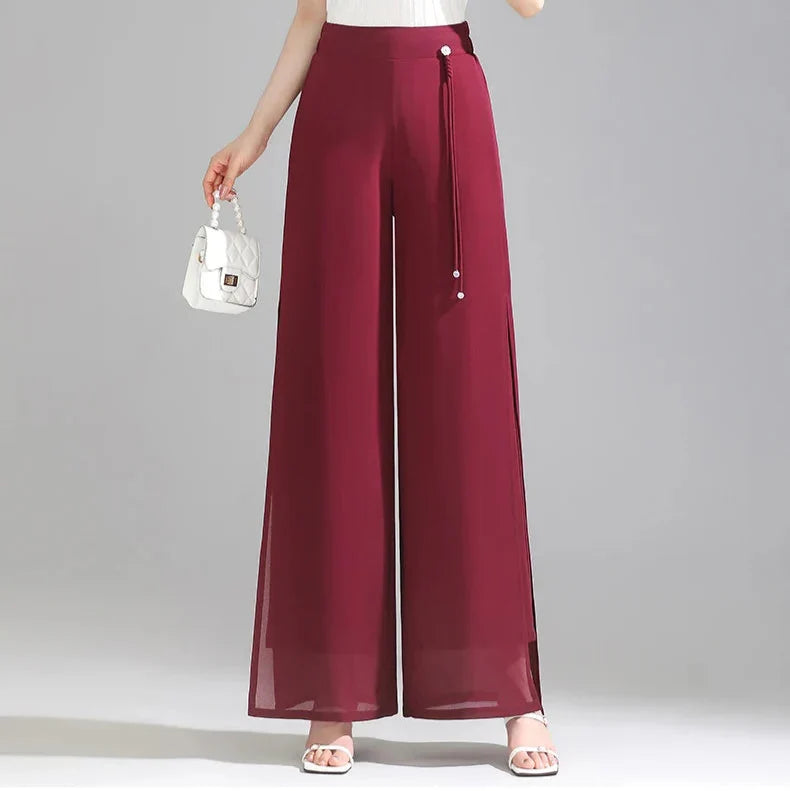 Olivia Chiffon Wide-Leg Pants