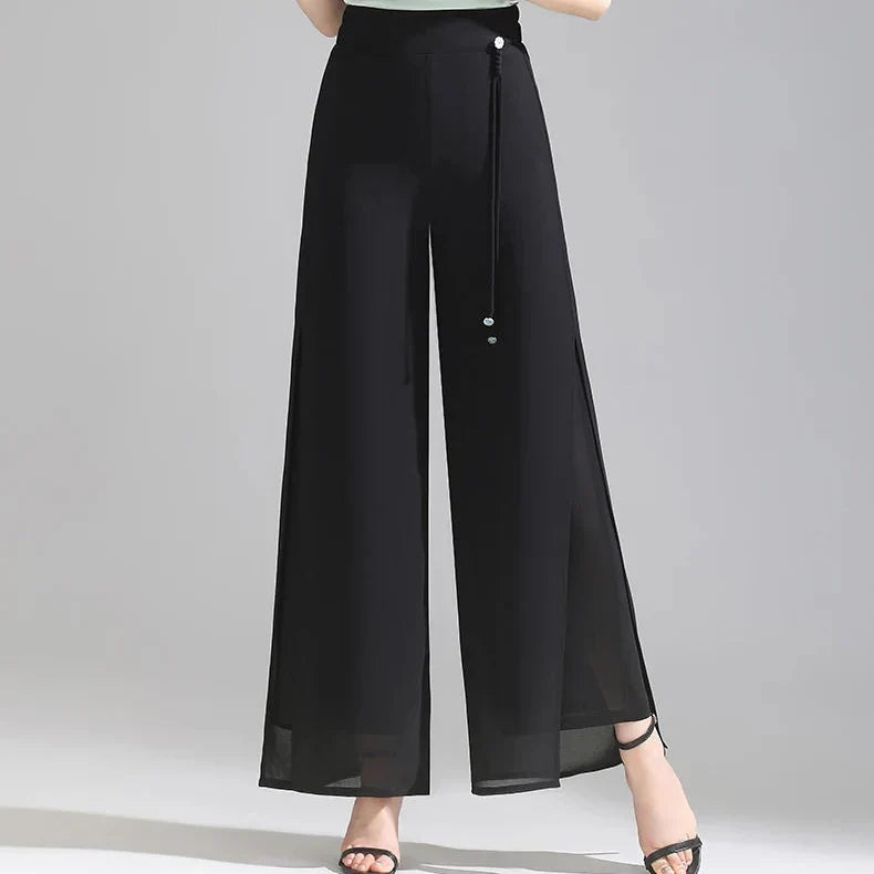 Olivia Chiffon Wide-Leg Pants
