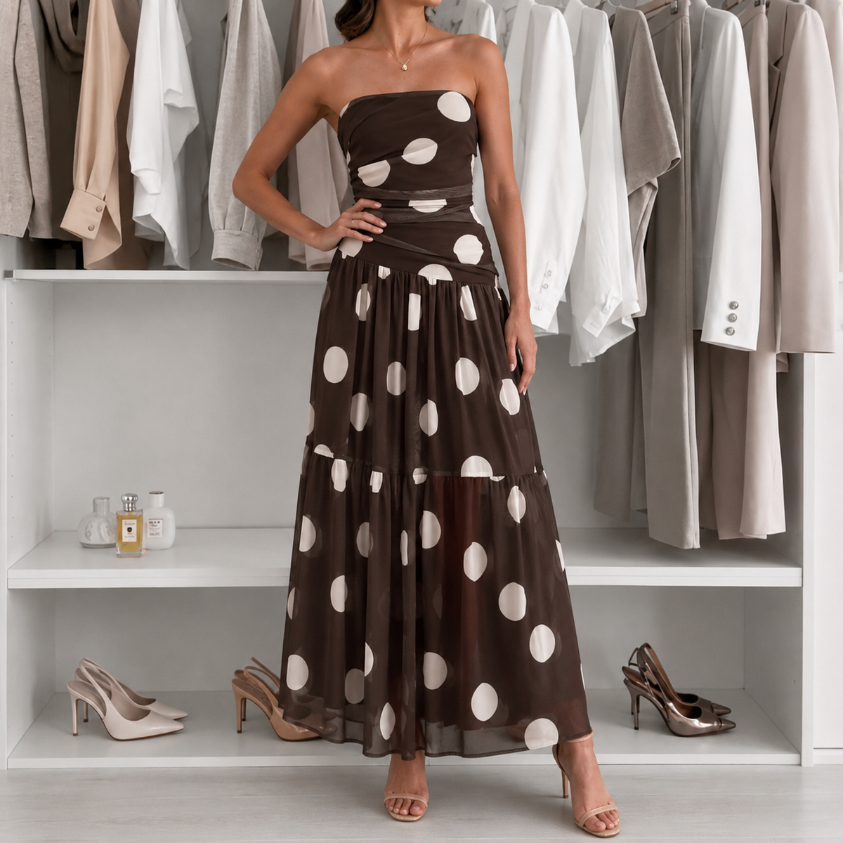 Soliana | Tiered Polka Dot Dress