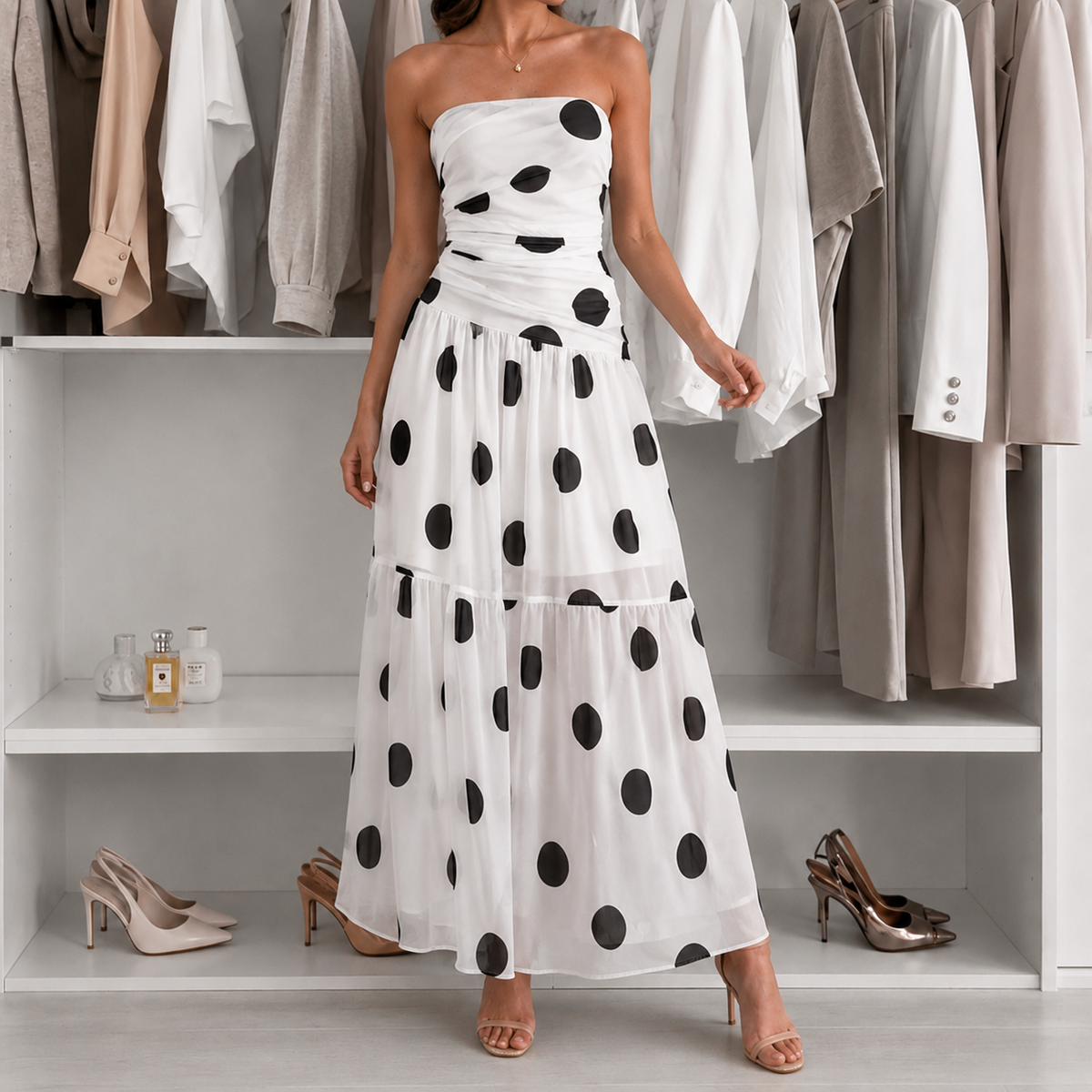 Soliana | Tiered Polka Dot Dress