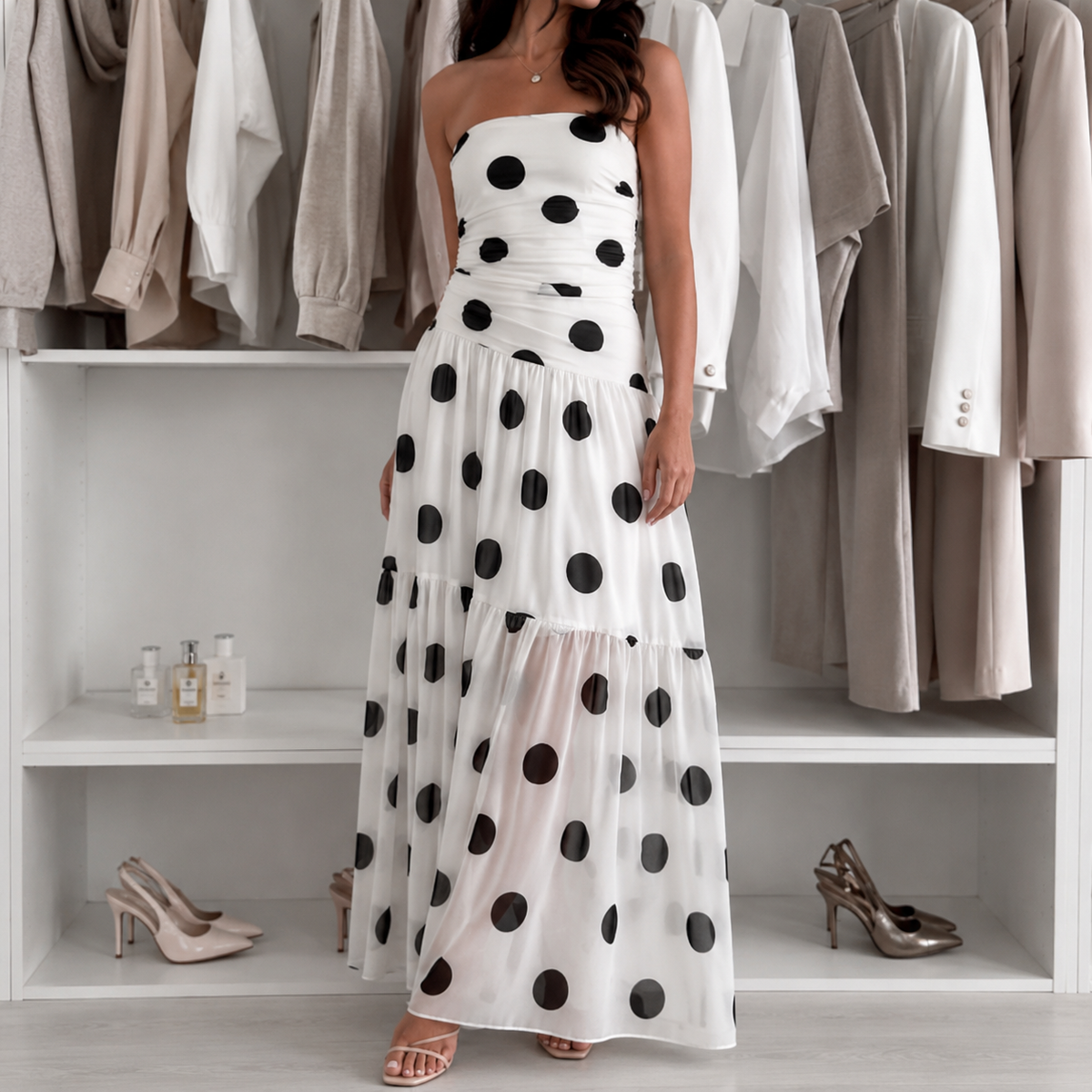 Soliana | Tiered Polka Dot Dress