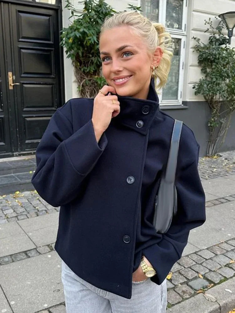 Claire | Stand Collar Pea Coat