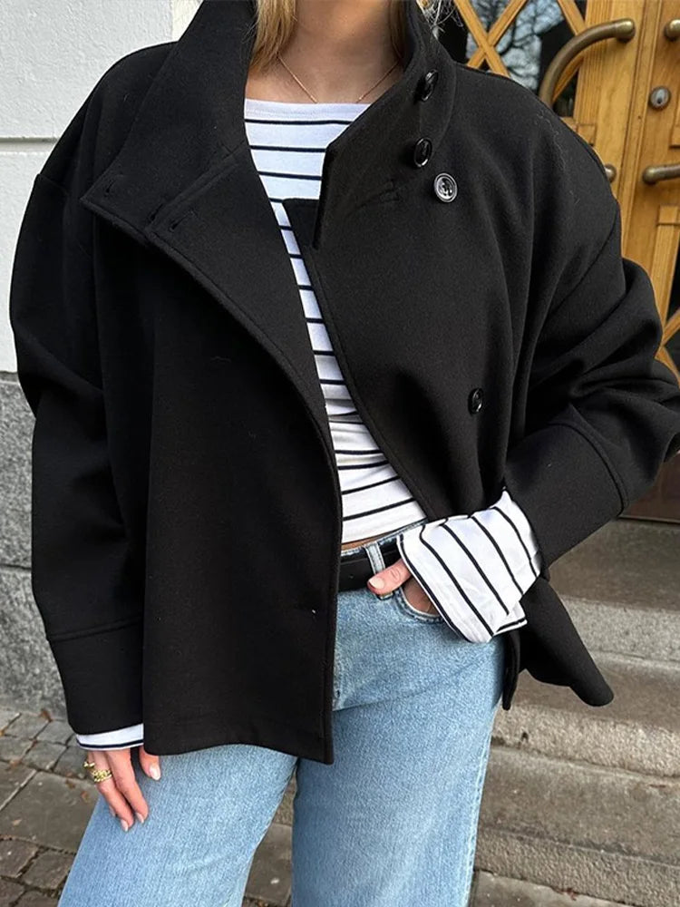 Claire | Stand Collar Pea Coat