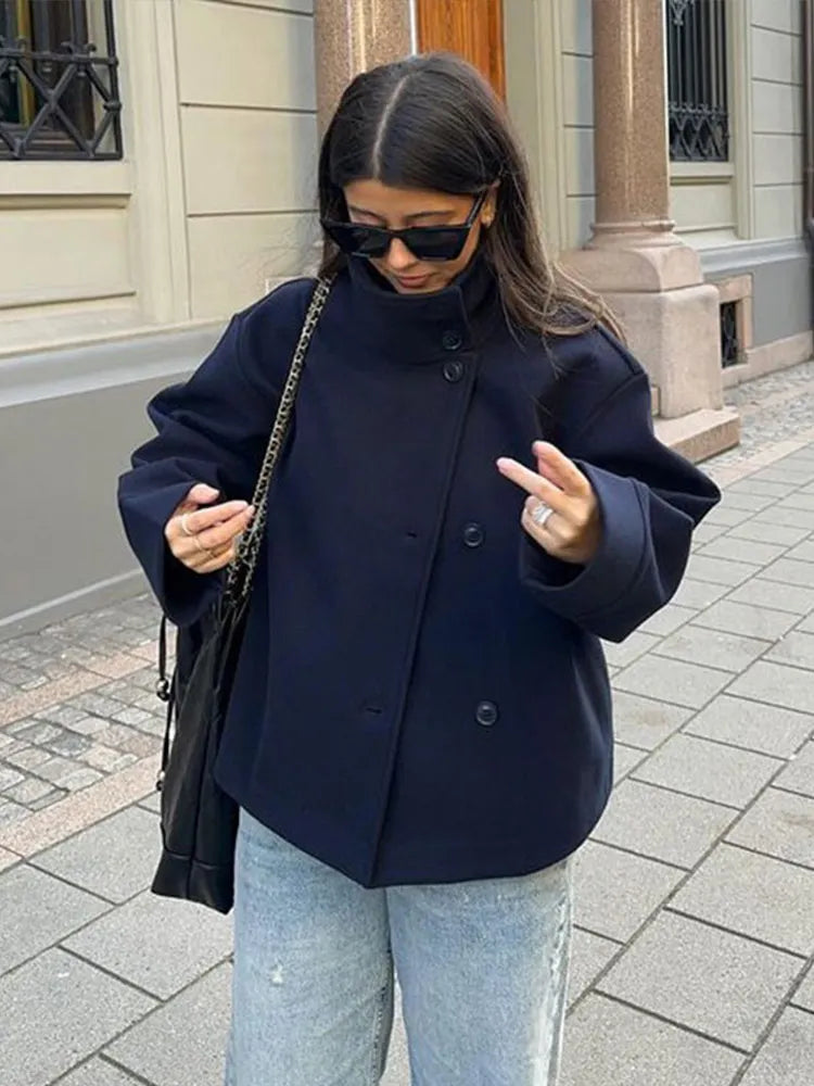 Claire | Stand Collar Pea Coat