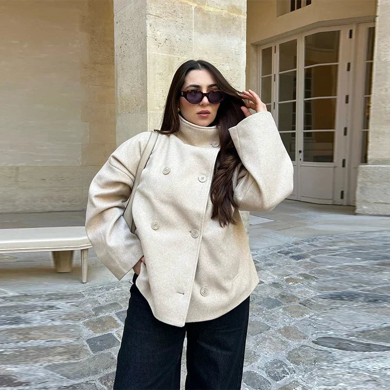 Claire | Stand Collar Pea Coat