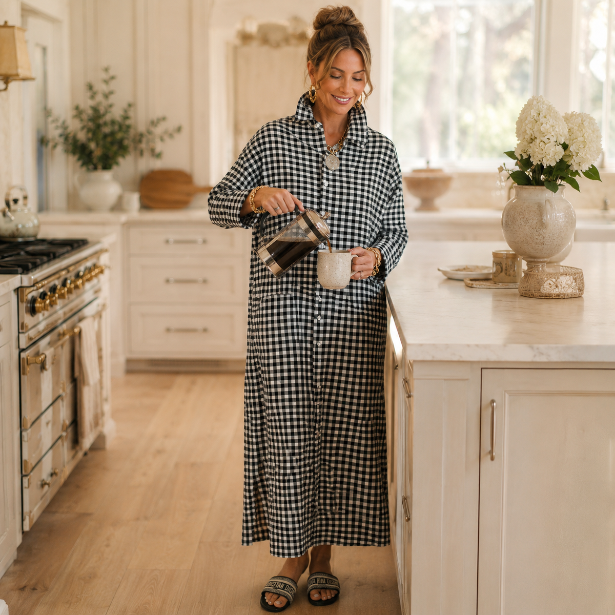 Harlowe | Gingham Maxi Shirt Dress