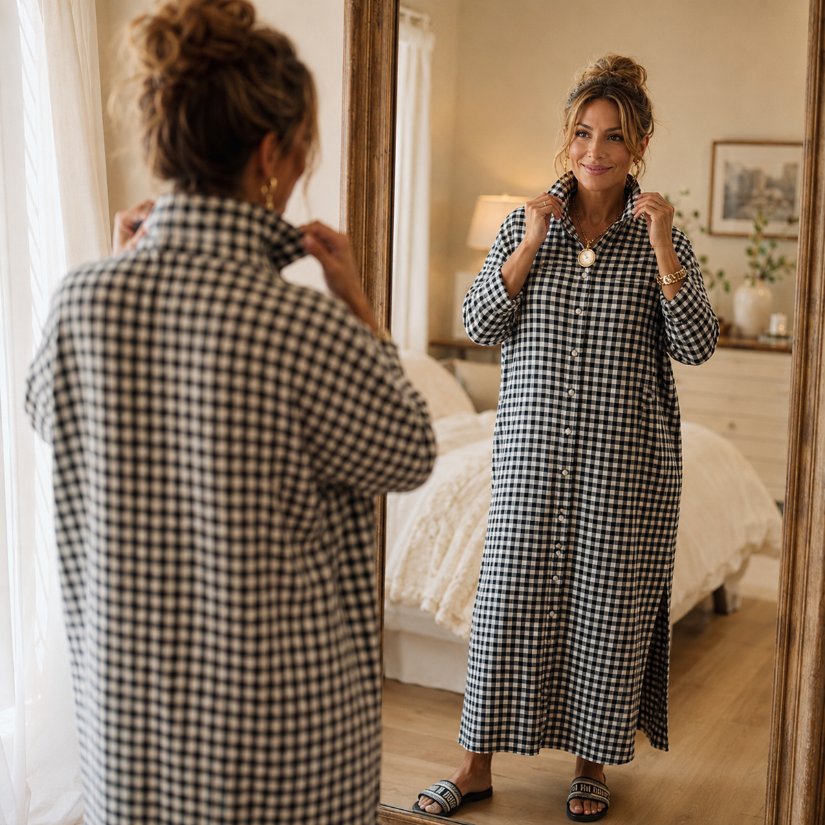 Harlowe | Gingham Maxi Shirt Dress