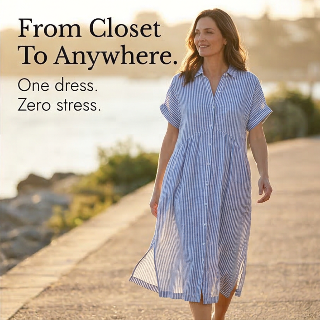 Linara | Striped Button-Front Midi Dress
