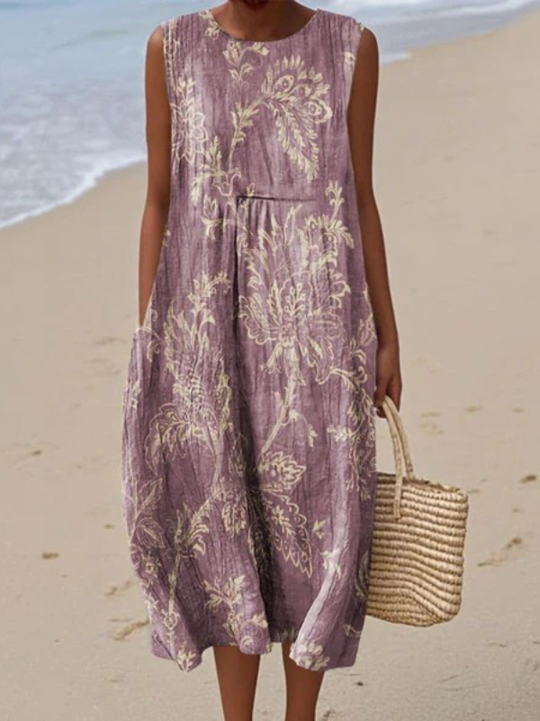 Caroline | Lilac Floral Midi Dress