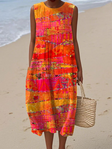 Elizabeth | Sunset Patchwork Midi Dress