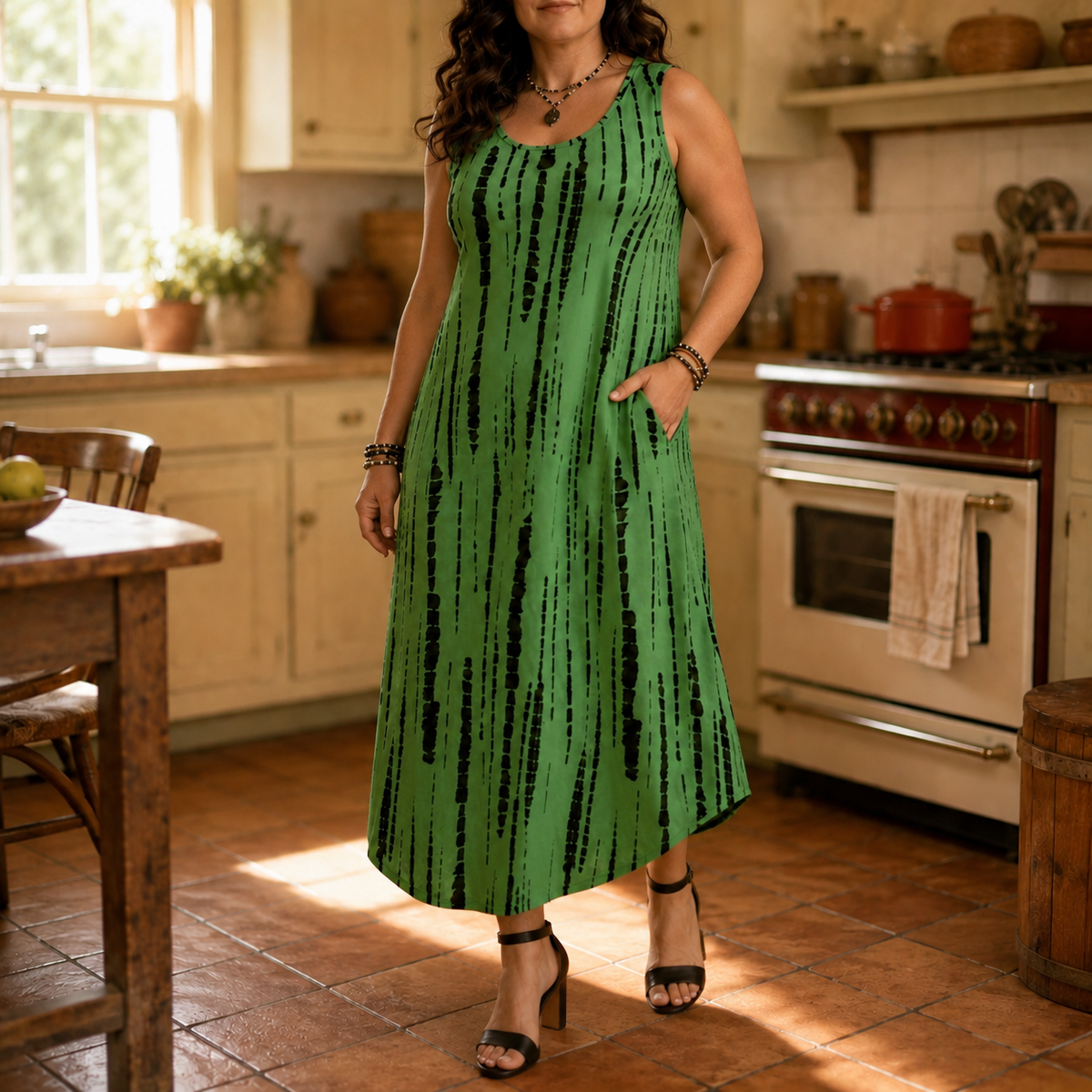Soliera | Pocketed U-Neck Midi Dress