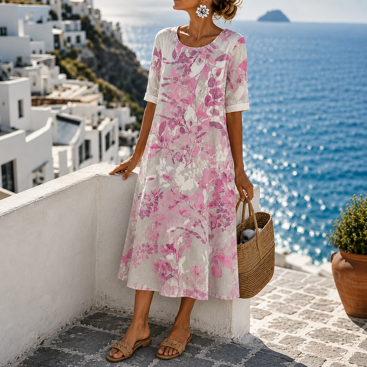 Marivelle | Botanical Print Midi Dress