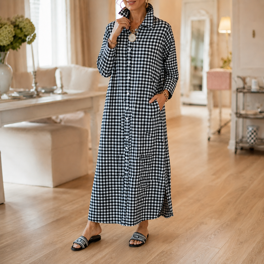 Harlowe | Gingham Maxi Shirt Dress