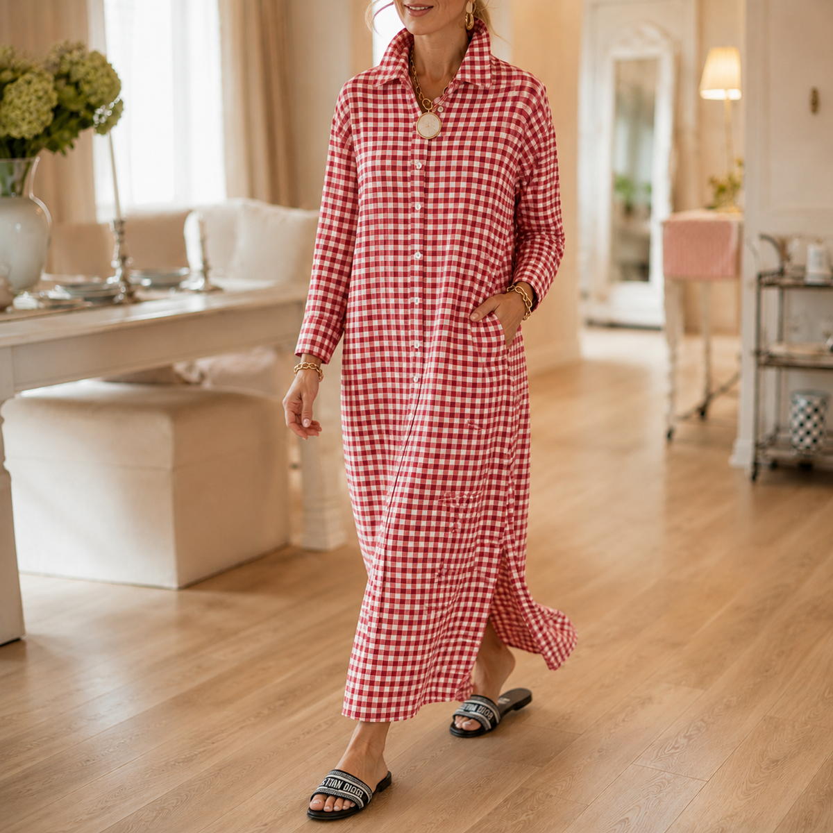 Harlowe | Gingham Maxi Shirt Dress