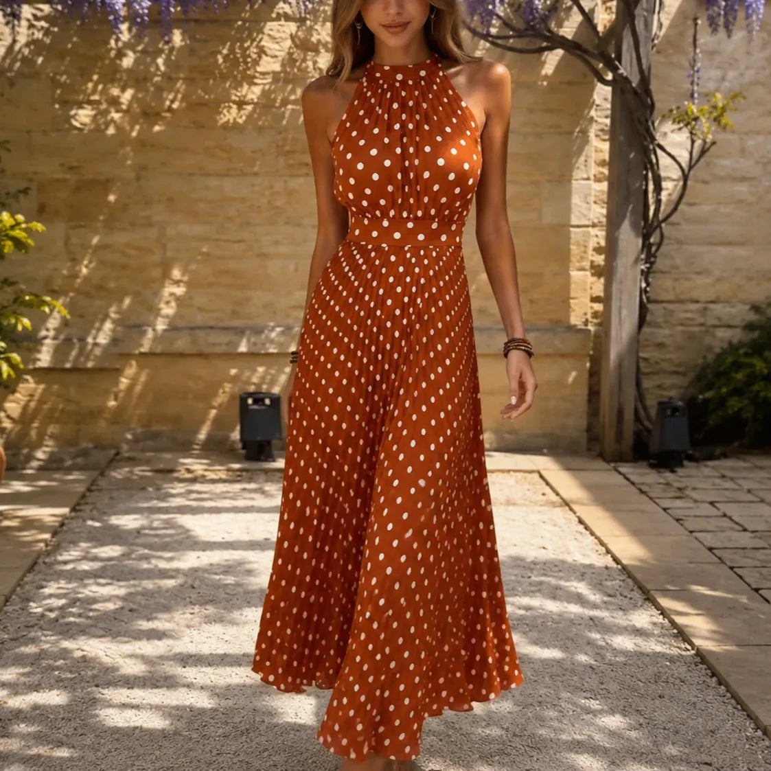 Soliana | Polka Dot Halter Dress
