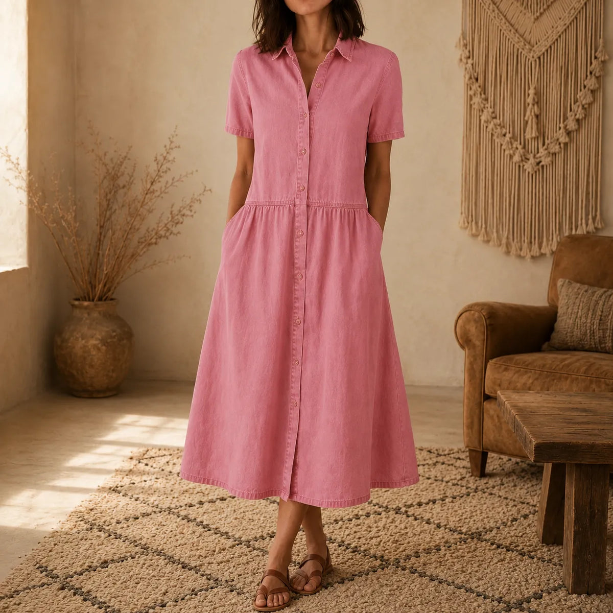 Everly | Button-Front Midi Dress
