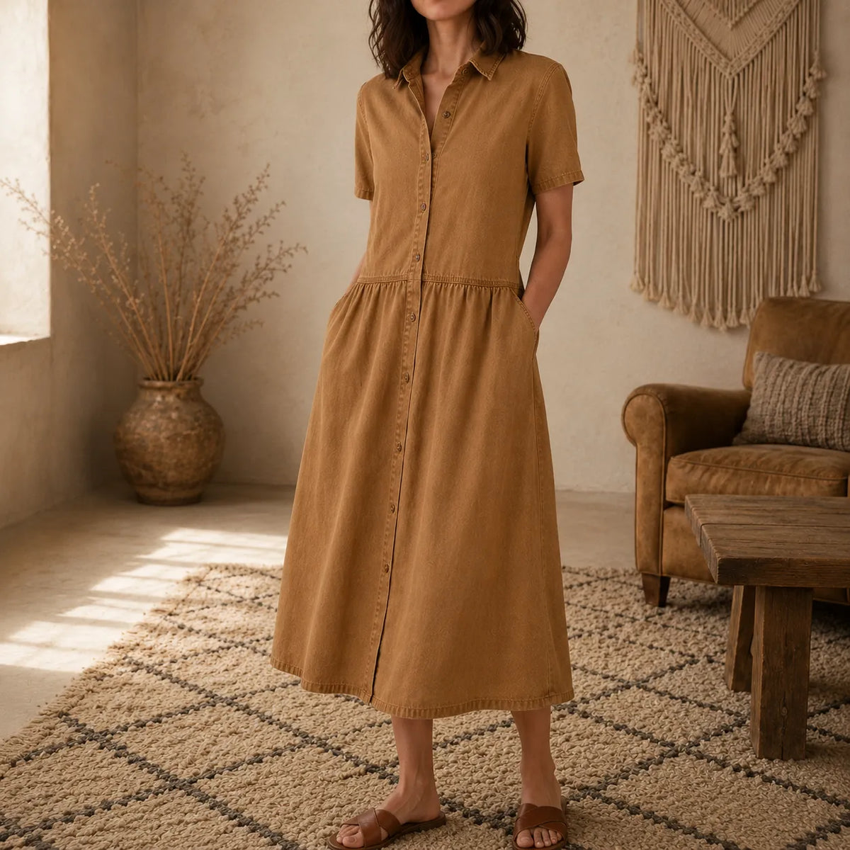 Everly | Button-Front Midi Dress