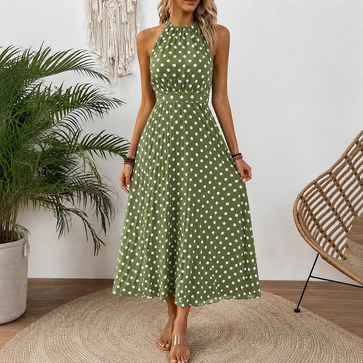 Soliana | Polka Dot Halter Dress