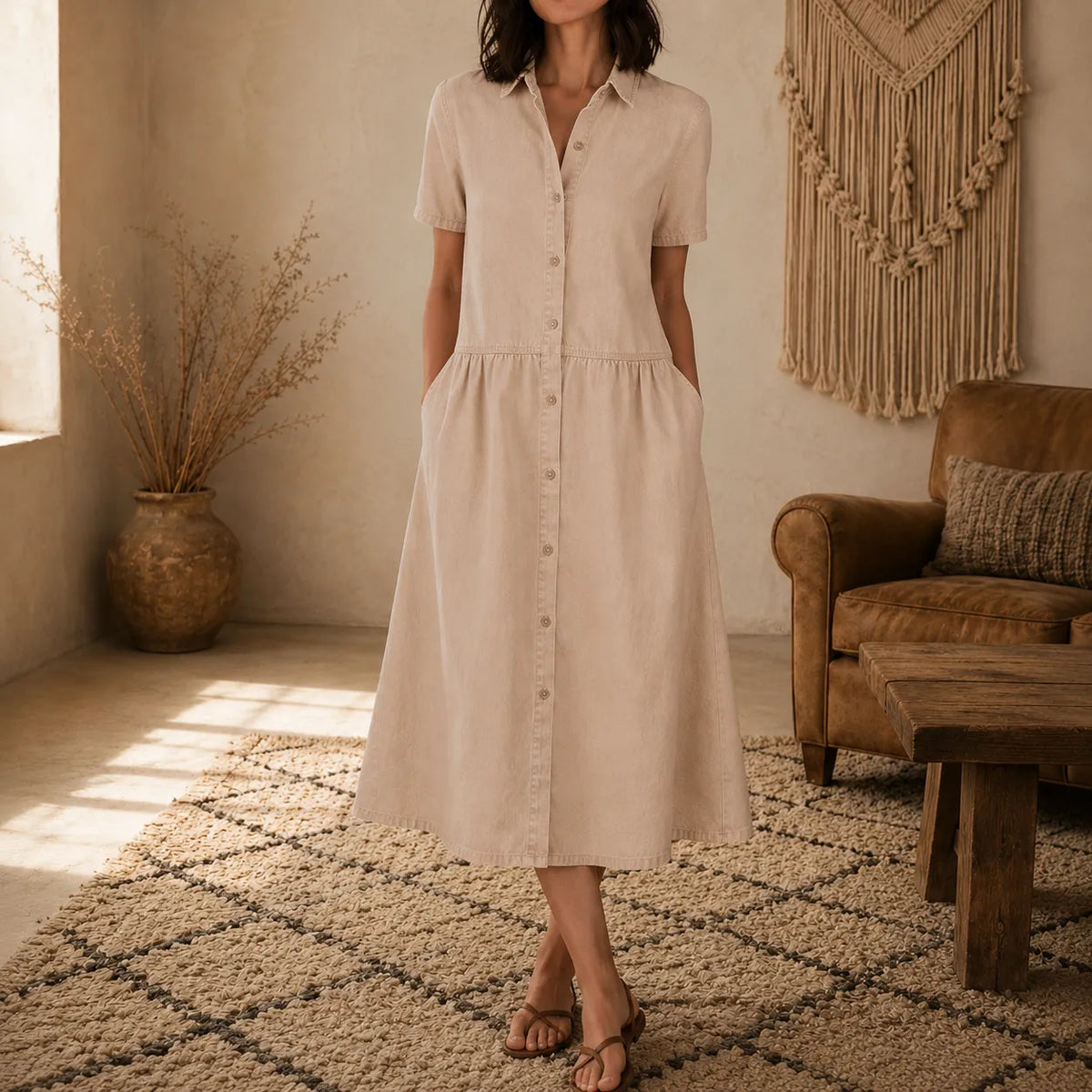 Everly | Button-Front Midi Dress