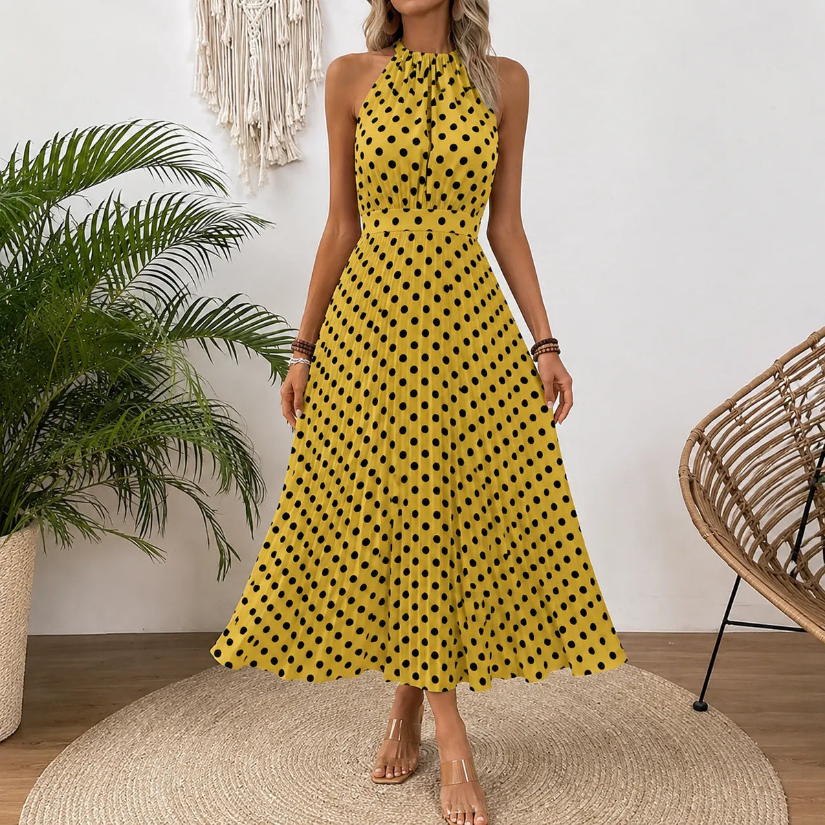 Soliana | Polka Dot Halter Dress