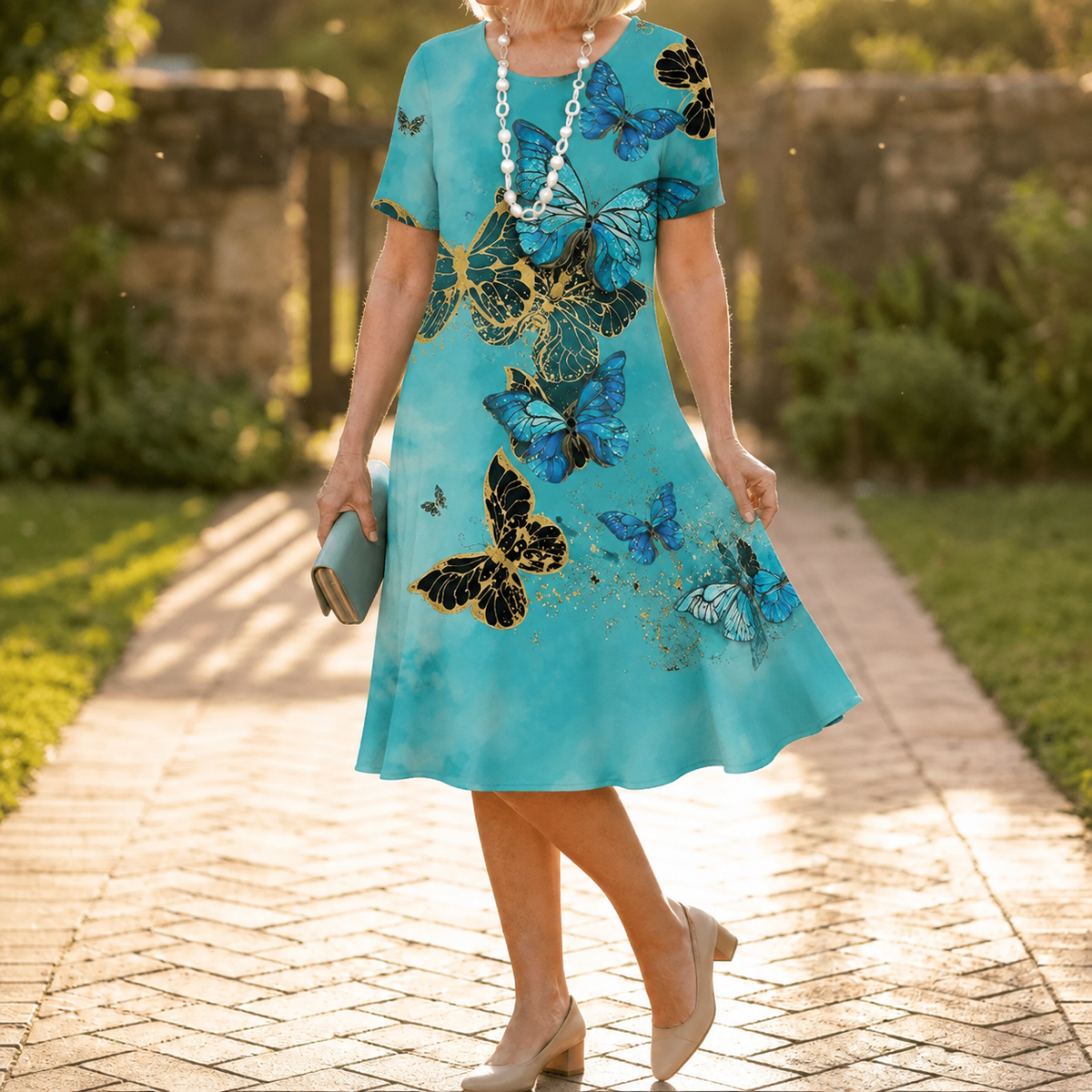 Vivara | Pleated Gradient Print Dress