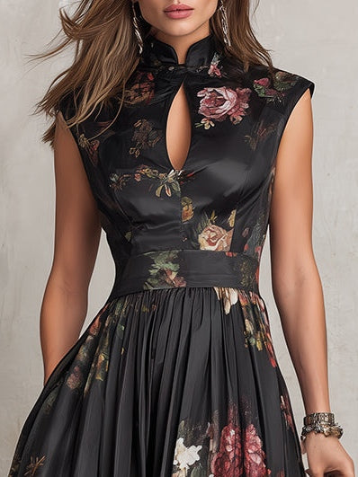 Charlotte | Keyhole Satin Midi Dress