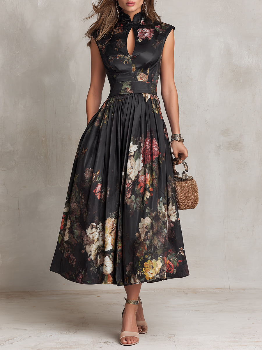 Charlotte | Keyhole Satin Midi Dress