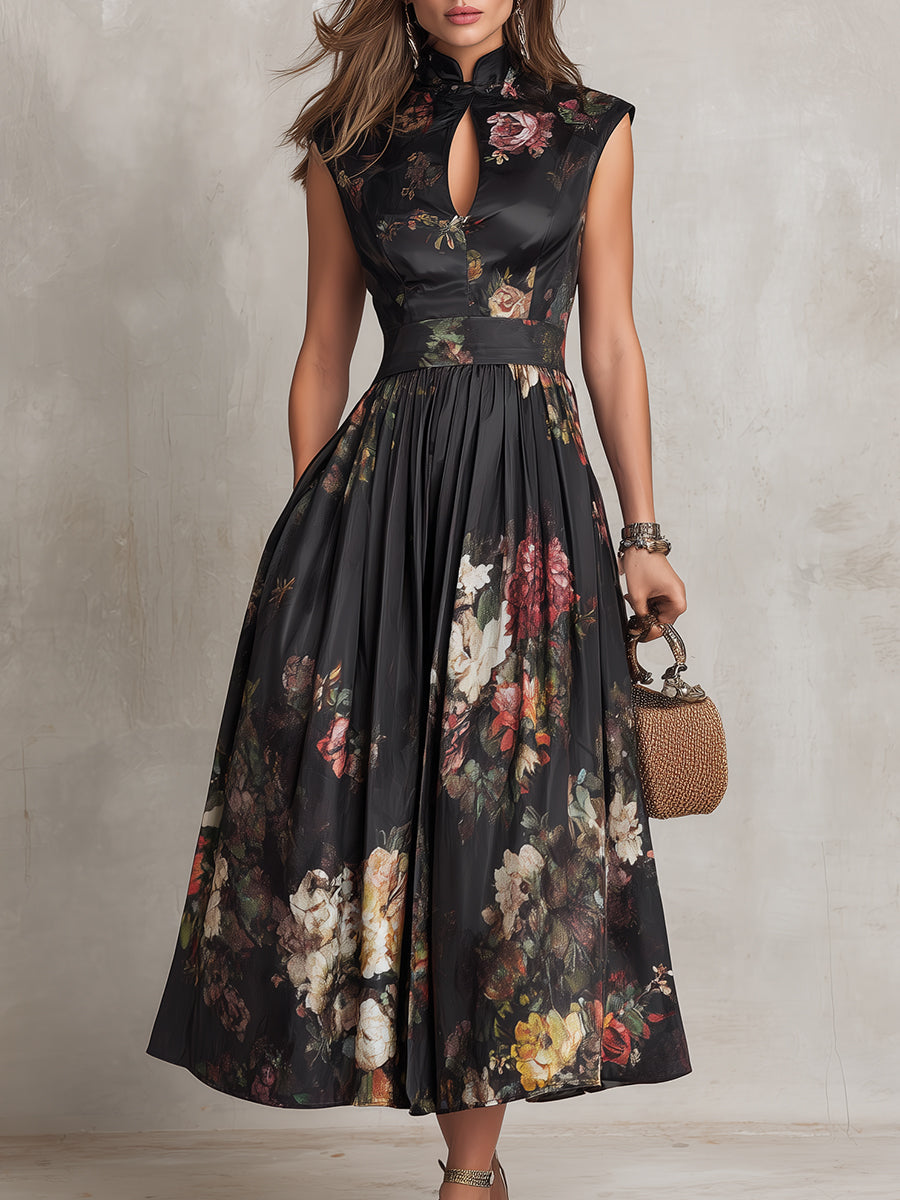 Charlotte | Keyhole Satin Midi Dress