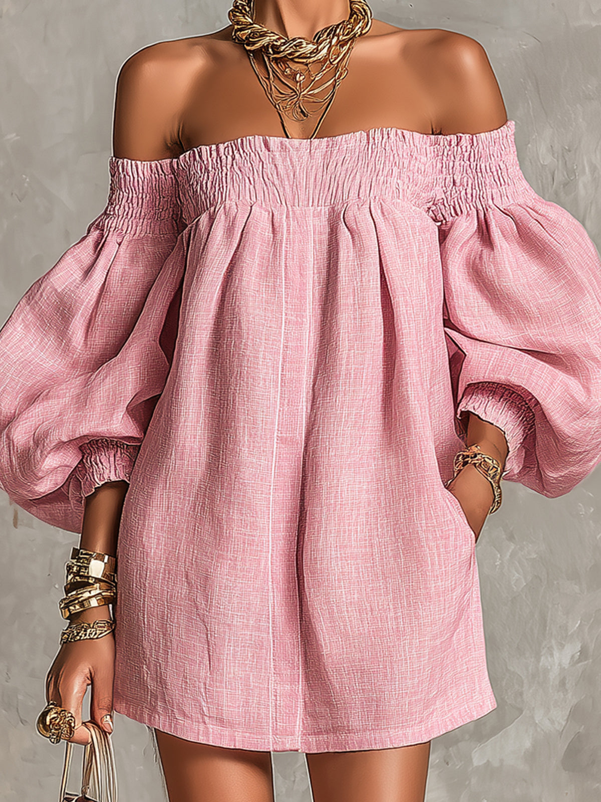 Rosaline | Off-Shoulder Puff-Sleeve Dress