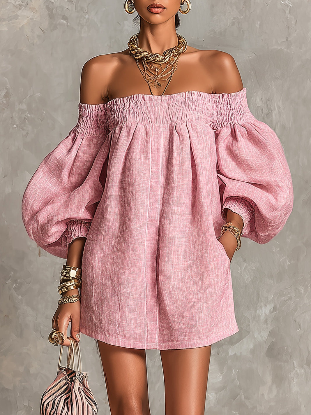 Rosaline | Off-Shoulder Puff-Sleeve Dress
